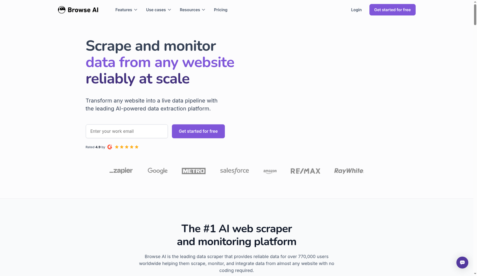 Browse AI homepage — scrape and monitor data at scale