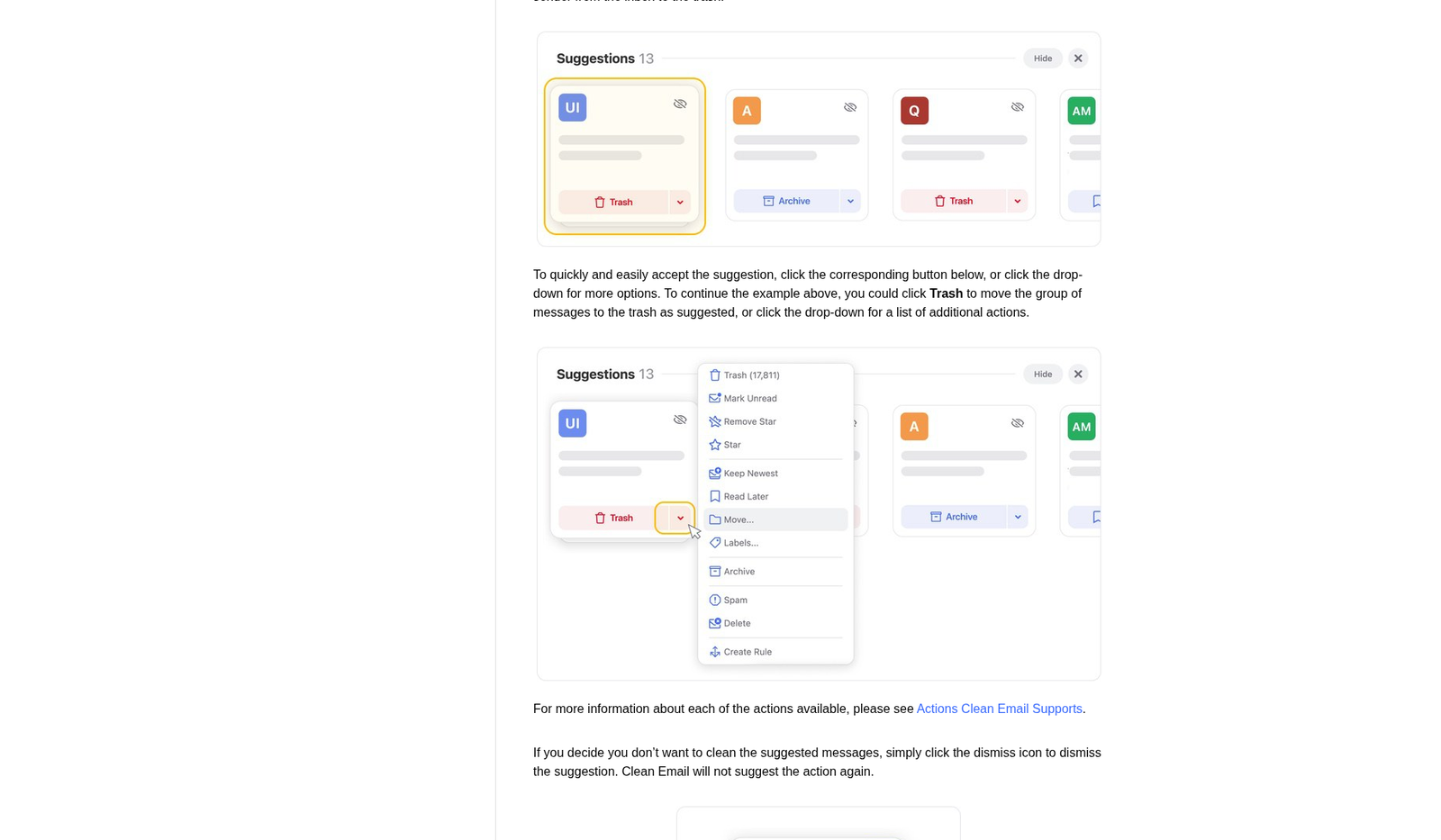 Clean Email bulk actions