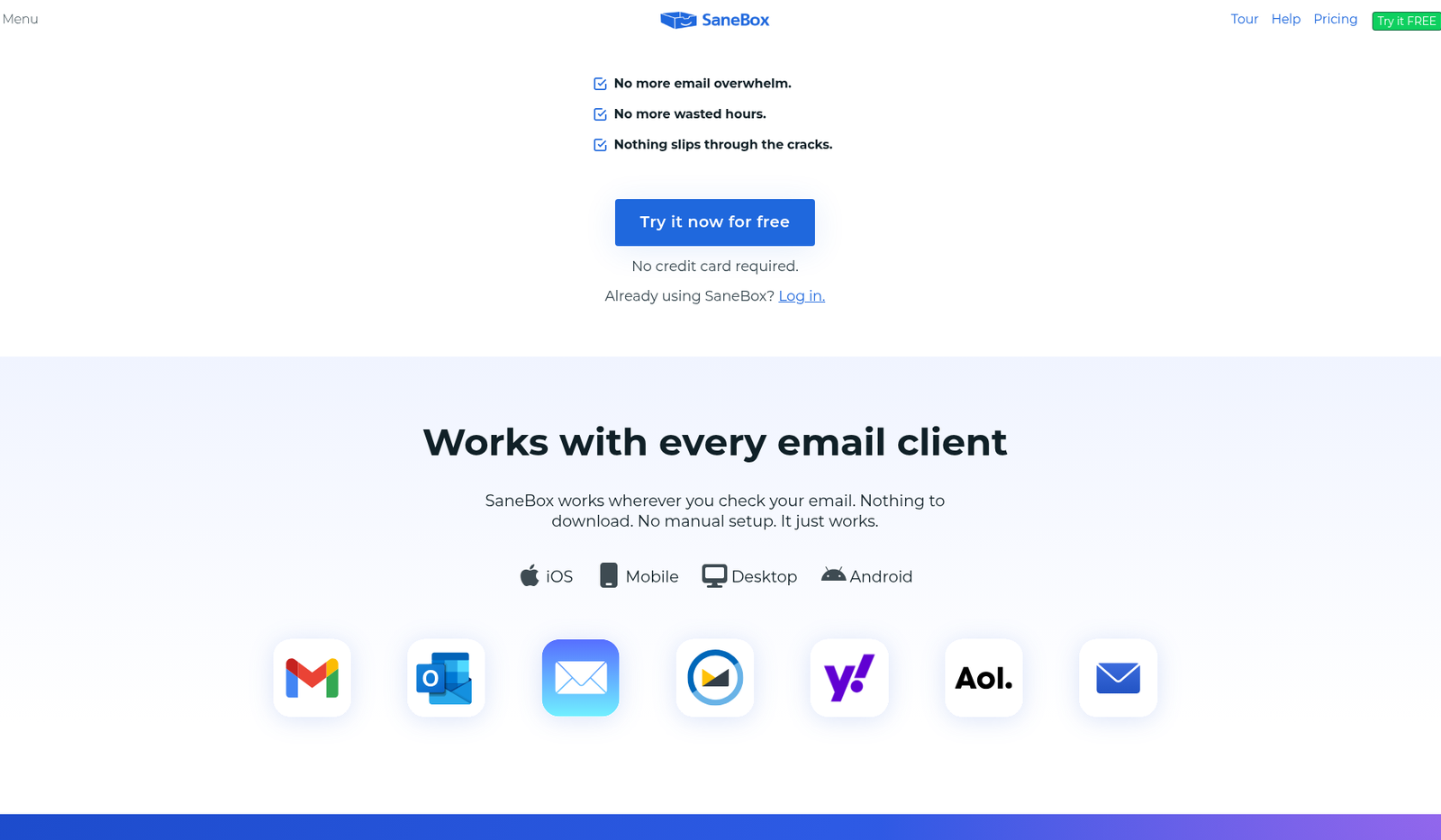 SaneBox supported providers