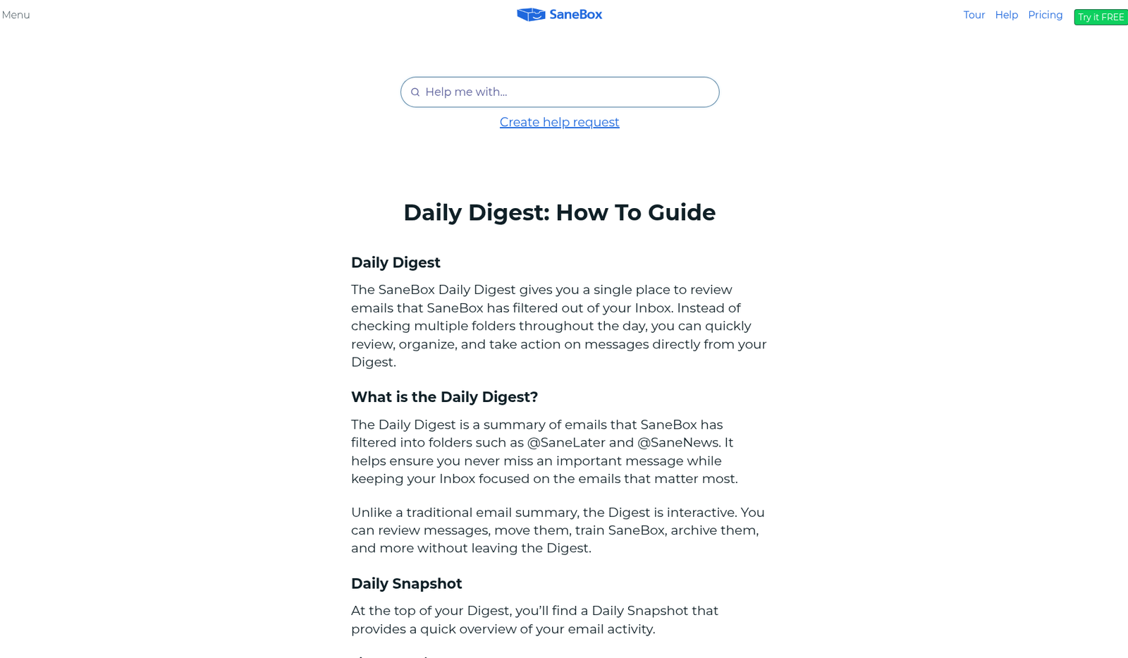 SaneBox Daily Digest